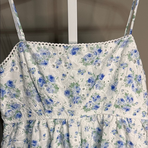 NWT Altar'd State Corrine Floral Blue and Cream Dress XL Size 14 - Picture 4 of 12